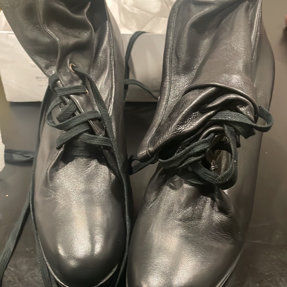 Black Leather Booties NWT  sz 11 (women’s) with original box